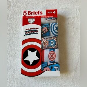 Marvel Captain America Boys Blue Red Soft Combed Cotton
Briefs 5-Pack Size 4 NWT
